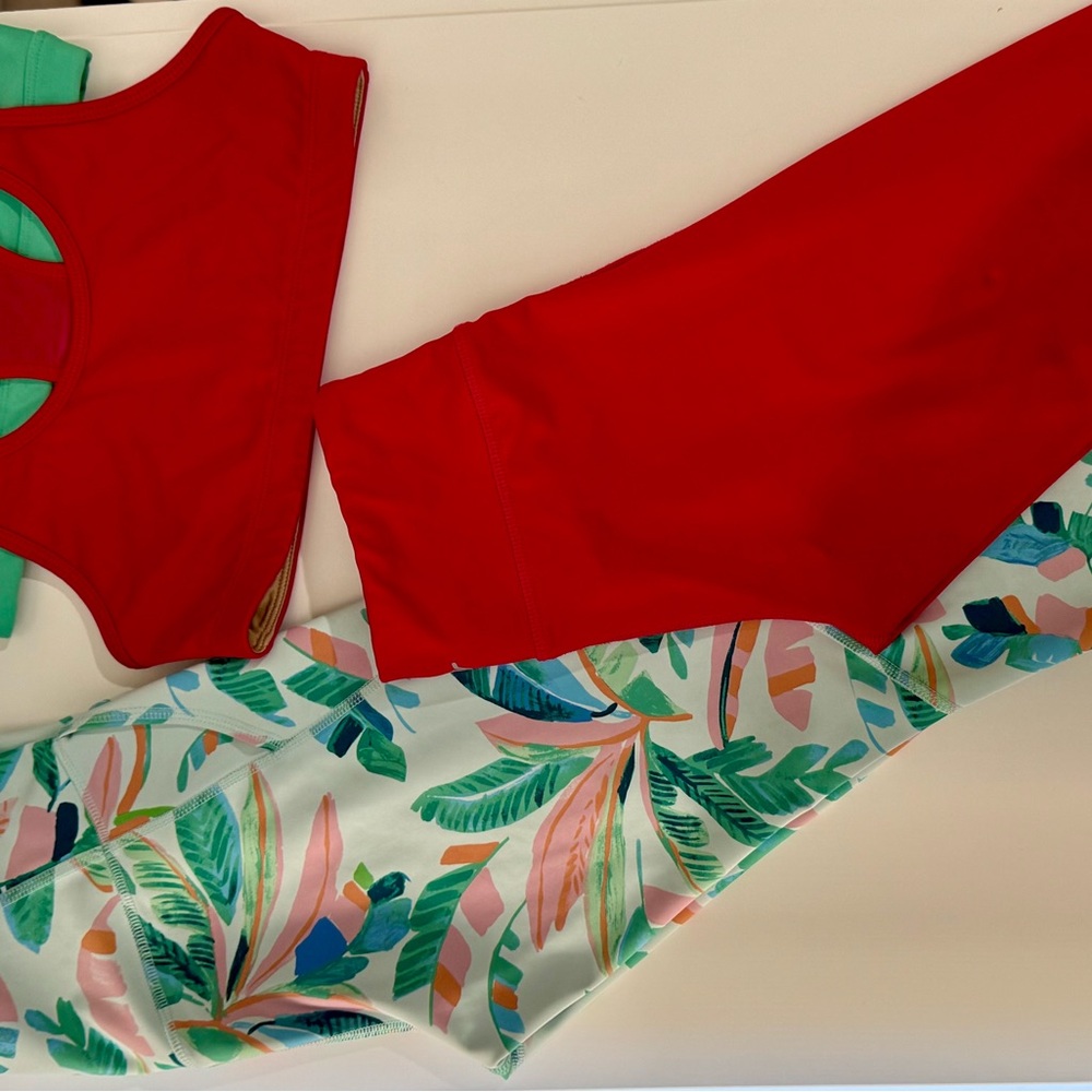 Athleisure Hot Pink and Tropical Leggings Set